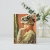 Pierre-Auguste Renoir-Young Girl in een wit Pet Briefkaart (Staand voorkant)