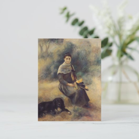 Pierre-Auguste Renoir-Young Girl met een hond Briefkaart (Staand voorkant)