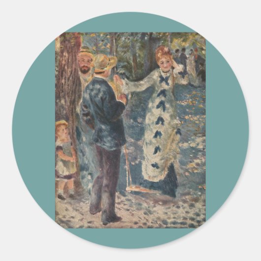 Pierre-Auguste Renoir's The Swing (1876) Ronde Sticker (Voorkant)