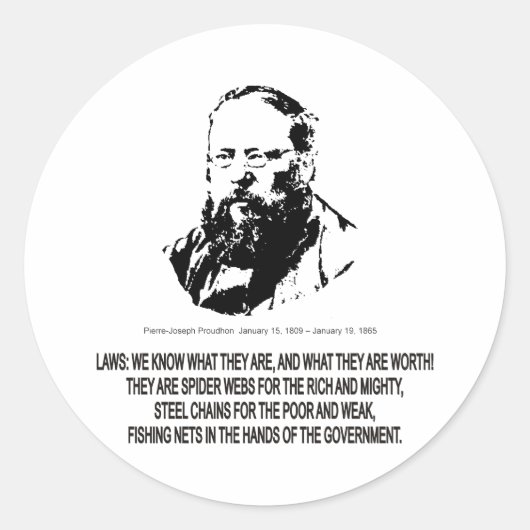 Pierre-Joseph Proudhon Ronde Sticker (Voorkant)