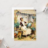 Pierre Outin - Het Paasei, schilderij Kaart (Voorkant / Achterkant in situ)