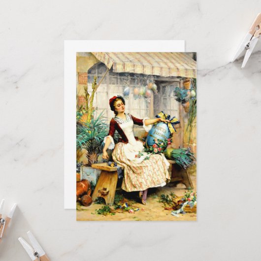 Pierre Outin - Het Paasei, schilderij Kaart (Voorkant / Achterkant in situ)