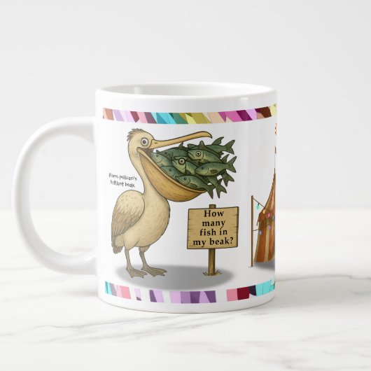 Pierre pelican's brilliant beak grote koffiekop (Links)