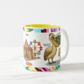 Pierre pelican's brilliant beak tweekleurige koffiemok (Voorkant rechts)