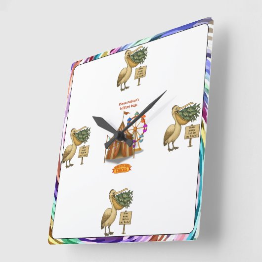 Pierre pelican's brilliant beak vierkante klok (Hoek)