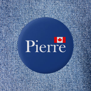Pierre Poilievre met Officiële Canada Vlag Donker Ronde Button 5,7 Cm