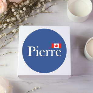 Pierre Poilievre met Officiële Canada Vlag Donker Ronde Sticker