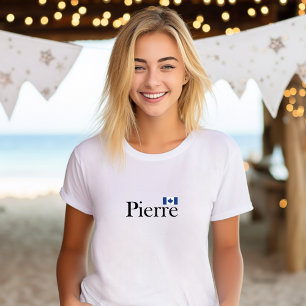 Pierre Poilievre met officiële vlag van Canada T-shirt