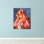 Pierre Renoir - Jean Renoir naaien Canvas Afdruk (Insitu (Houten vloer))