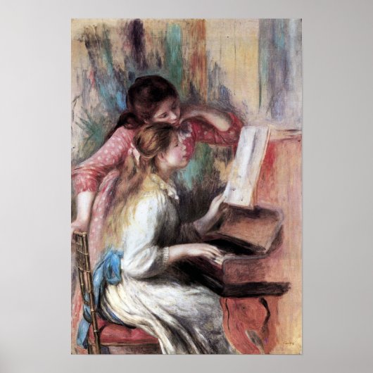 Pierre Renoir - Jonge meisjes aan de piano Poster (Voorkant)