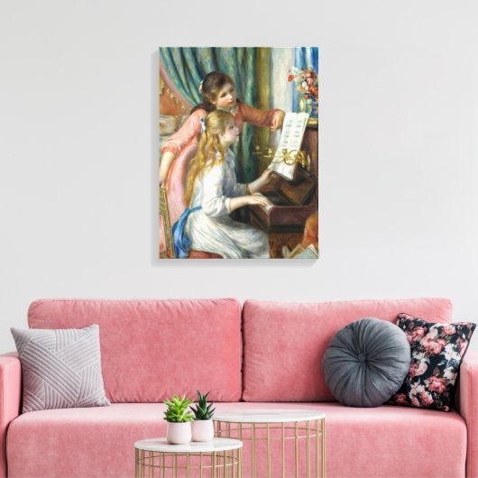 Pierre Renoir - Jonge meisjes in Piano Canvas Afdruk (Insitu (Woonkamer))