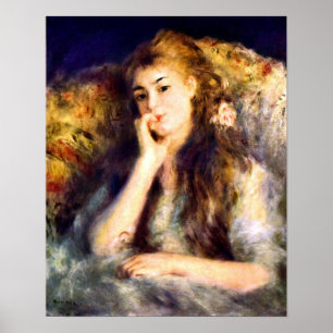 Pierre Renoir - Portret van een meisje in gedachte Poster