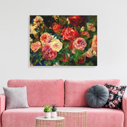 Pierre Renoir schilderij, Rozen, Canvas Afdruk (Insitu (Woonkamer))