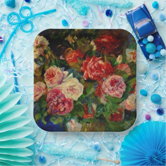 Pierre Renoir schilderij, Rozen, Papieren Bordje (Feest)