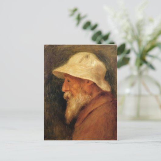 Pierre Renoir-Self-Portrait met een wit Pet Briefkaart (Staand voorkant)