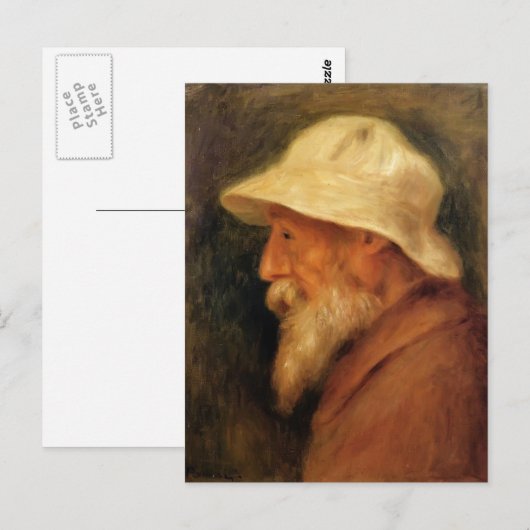 Pierre Renoir-Self-Portrait met een wit Pet Briefkaart (Voorkant / Achterkant)