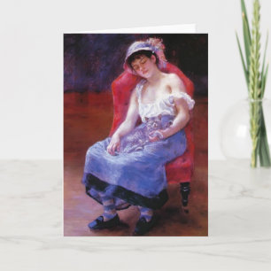 Pierre Renoir-Sleeping Girl (Meisje met een kat) Kaart