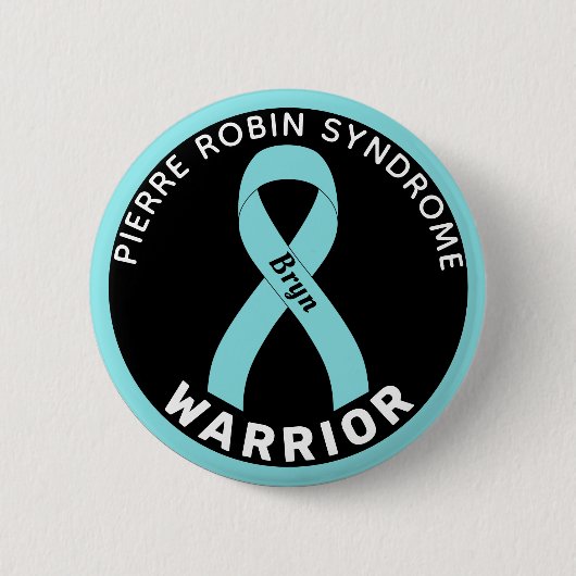 Pierre Robin Syndrome Warrior Ribbon Zwart Button (Voorkant)