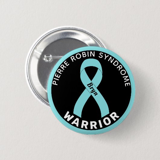 Pierre Robin Syndrome Warrior Ribbon Zwart Button (Voorkant /achterkant)