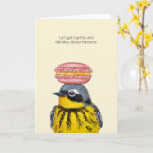 Pierre the warbler met macaron-kaart kaart (Gele Bloem)