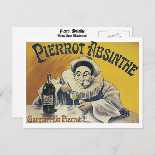 Pierrot Absinthe Briefkaart (Voorkant / Achterkant)