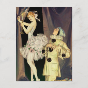 "Pierrot and Columbine" by FX Leyendecker Briefkaart