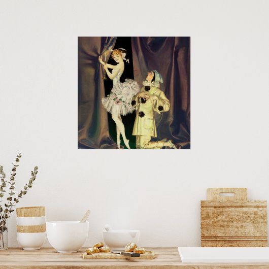 "Pierrot and Columbine" by FX Leyendecker Poster (Keuken)