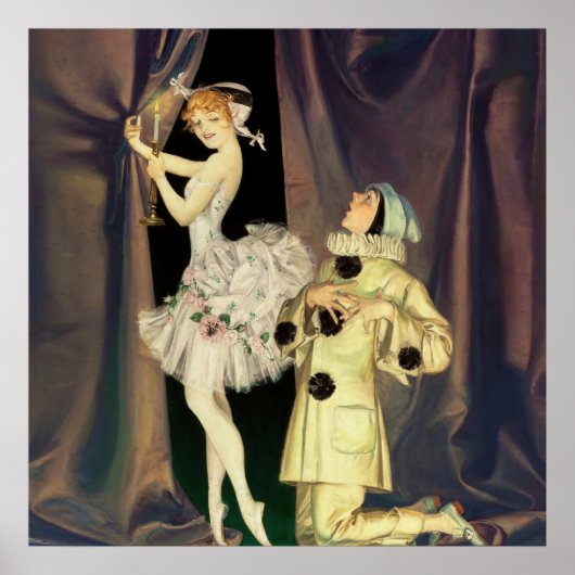 "Pierrot and Columbine" by FX Leyendecker Poster (Voorkant)