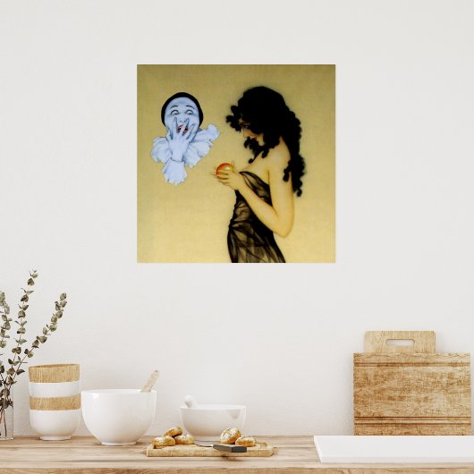 "Pierrot and Temptation" by Raphael Kirchner Poster (Keuken)