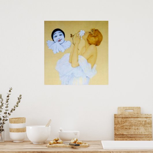 "Pierrot and the White Rose" by Raphael Kirchner Poster (Keuken)