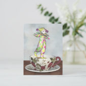Pierrot Clown Doll Balancing on a Tea Cup Briefkaart (Staand voorkant)