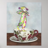 Pierrot Clown Doll Balancing on a Tea Cup Poster (Voorkant)
