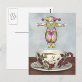 Pierrot Clown Doll Jumping in een Tea Cup Briefkaart (Voorkant / Achterkant)