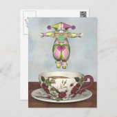 Pierrot Clown Doll Jumping in een Tea Cup Briefkaart (Voorkant / Achterkant)