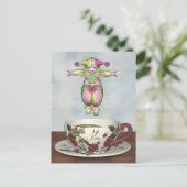 Pierrot Clown Doll Jumping in een Tea Cup Briefkaart (Staand voorkant)