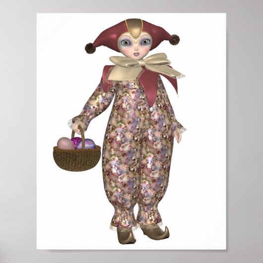 Pierrot Clown Doll met paaseieren Poster (Voorkant)