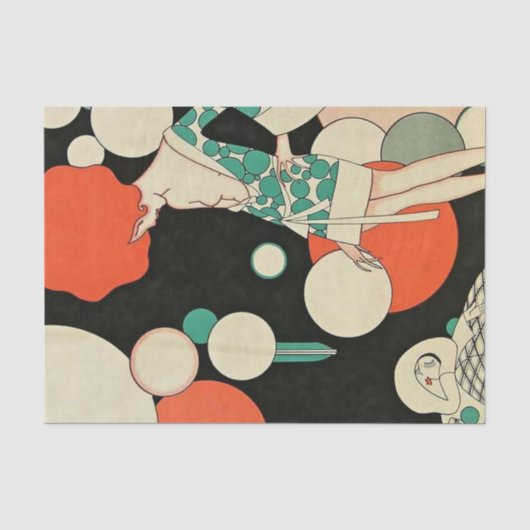 “Pierrot Deflated” Art Deco door Jose Carlos Tissuepapier (Voorkant)