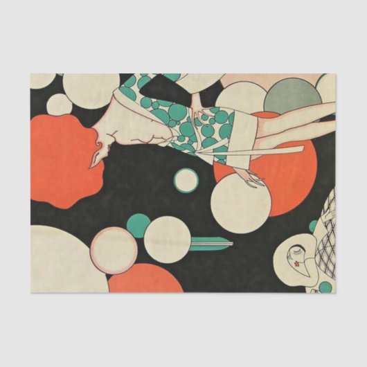 "Pierrot Deflated" Art Deco van Jose Carlos Tissuepapier (Voorkant)