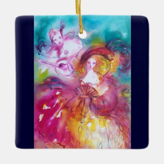 PIERROT EN ARLECCHINA / DERDE MASKER KERAMISCH ORNAMENT (Voorkant)