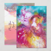 PIERROT EN ARLECCHINA Mardi Gras Maskeradefeest Kaart (Voorkant / Achterkant)