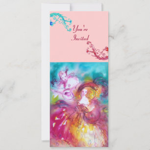 PIERROT- EN ARLECCHINA Masquerade Party-programma Kaart