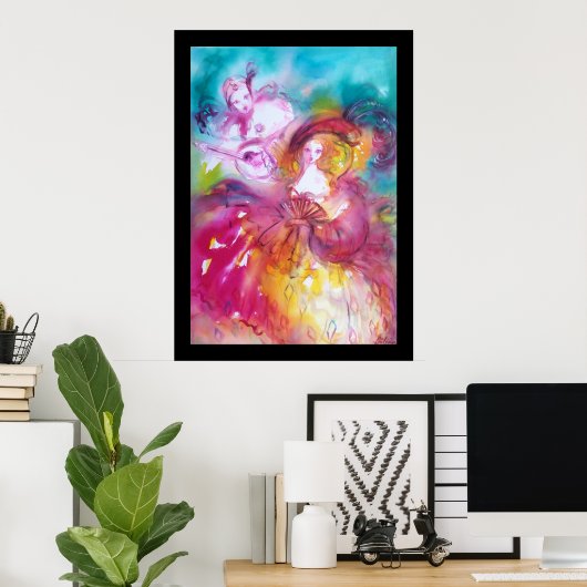 Pierrot en Arlecchina Poster (Thuiskantoor)