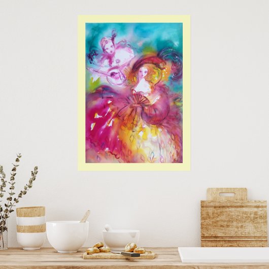 Pierrot en Arlecchina Poster (Keuken)