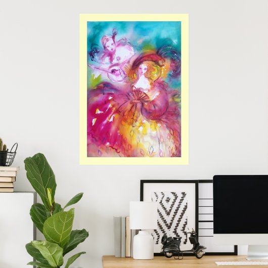 Pierrot en Arlecchina Poster (Thuiskantoor)