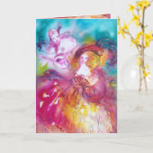 PIERROT EN ARLECCHINA Romantic Birthday Kaart (Gele Bloem)