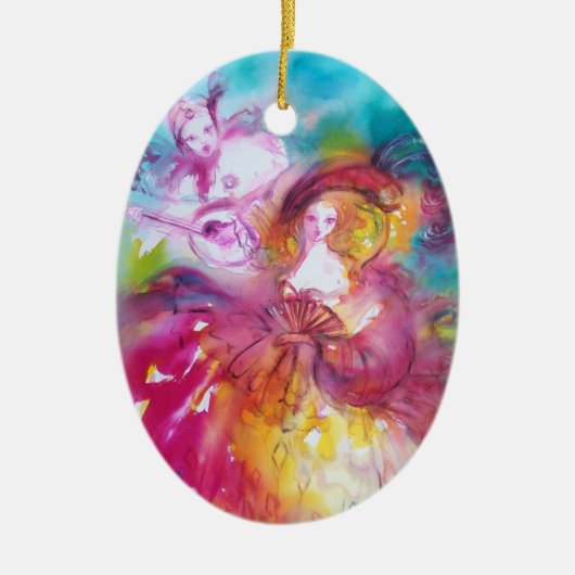 PIERROT EN ARLECCHINA / RONDO IN LAGOON KERAMISCH ORNAMENT (Voorkant)