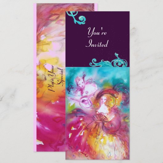 PIERROT EN ARLECCHINA Venetiaans Carnaval, Kaart (Voorkant / Achterkant)