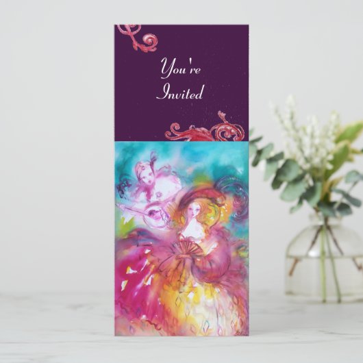 PIERROT EN ARLECCHINA Venetiaans Carnaval, Kaart (Staand voorkant)