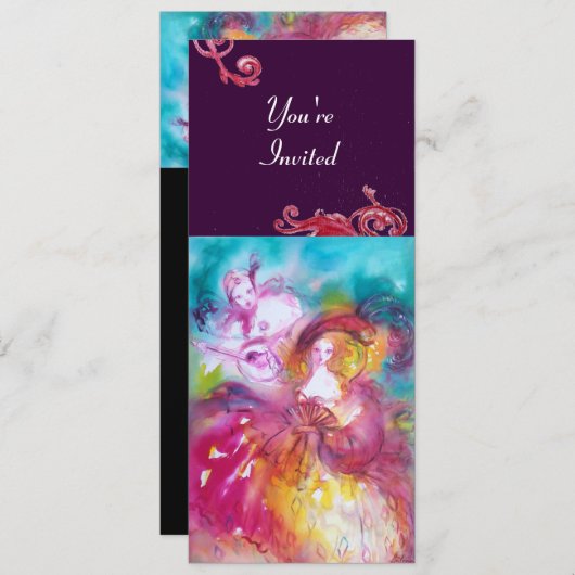 PIERROT EN ARLECCHINA Venetiaans Carnaval, Kaart (Voorkant / Achterkant)