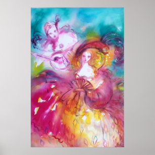 PIERROT EN ARLECCHINA Venetiaans Carnaval, Poster